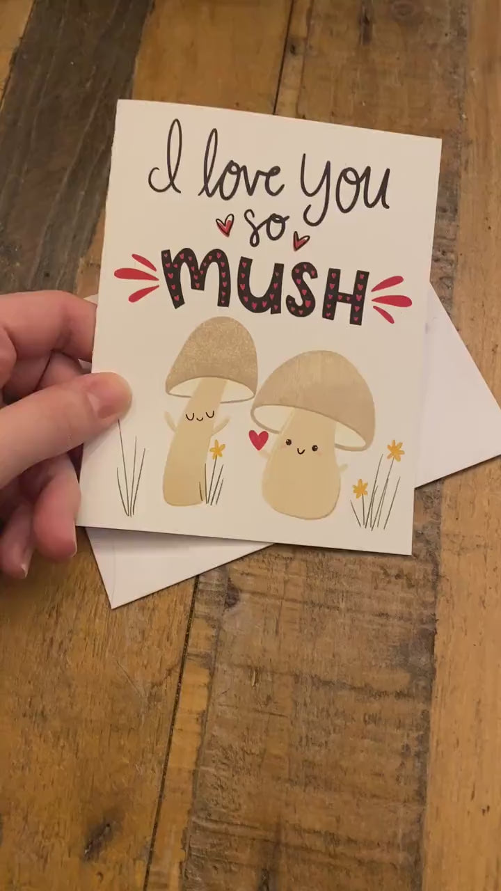Mushroom Valentines Day Card, Cute Valentine Card, I Love You Card, Sweet Valentines Day Card, Valentines day Card for boyfriend