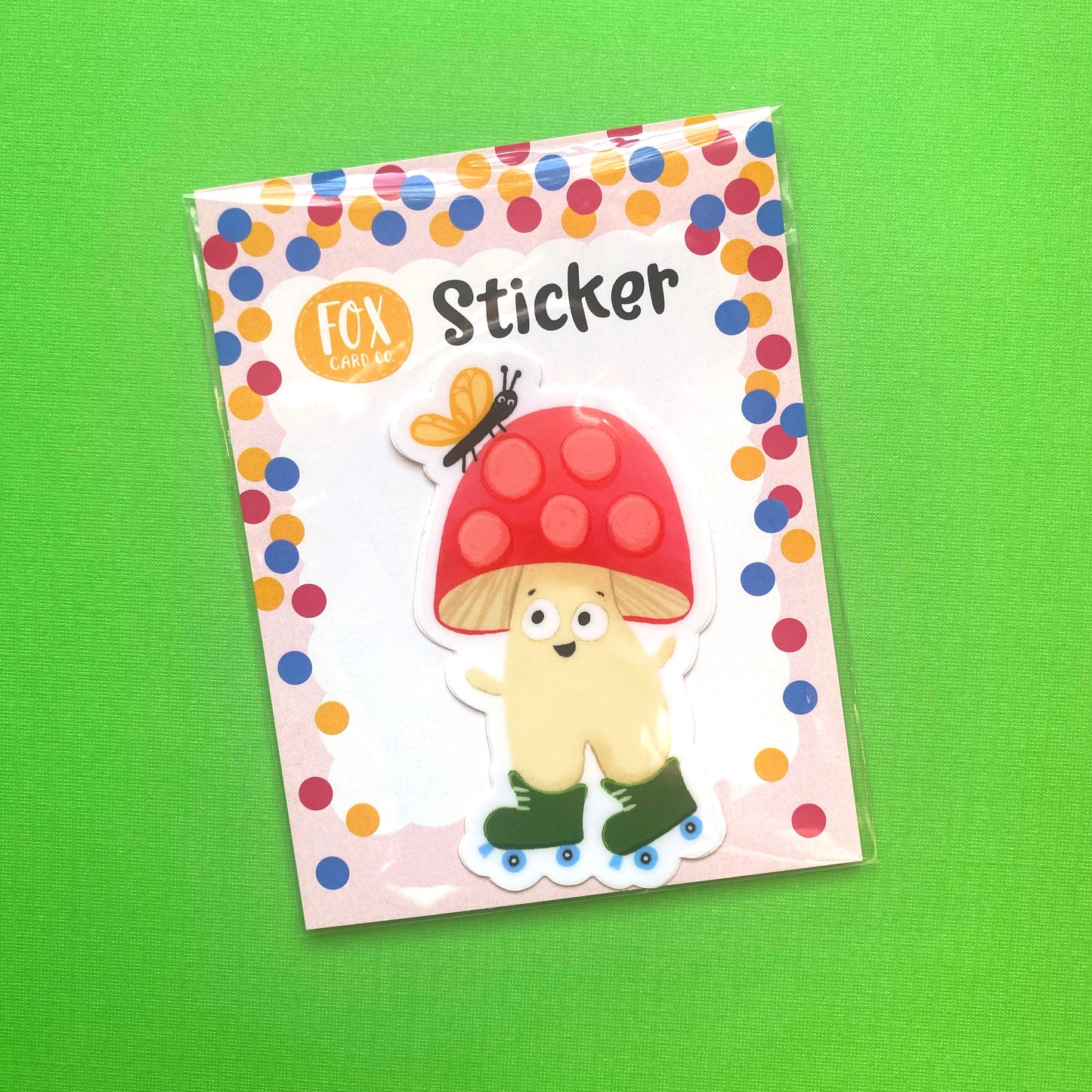 Roller Skate Mushroom Sticker